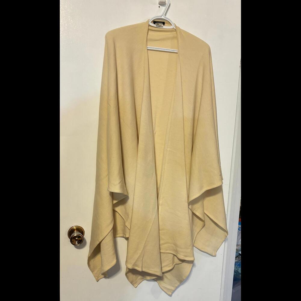 Elegant 100% Wool Beige Wrap by Bergdorf Goodman